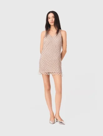 Vestito corto con perline e fodera