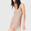 Vestito corto con perline e fodera