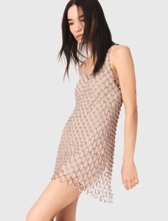 Vestito corto con perline e fodera