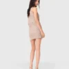 Vestito corto con perline e fodera