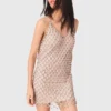 Vestito corto con perline e fodera