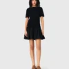 Vestito corto in maglia e taffetà