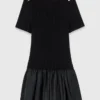 Vestito corto in maglia e taffetà