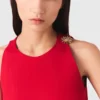Vestito corto svasato in misto lino
