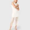 Vestito lungo all’uncinetto con strass