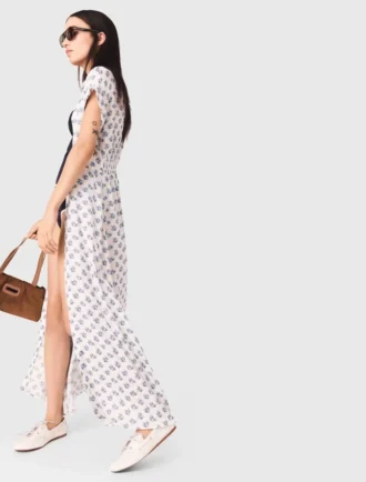 Vestito lungo con stampa jacquard