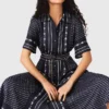 Vestito lungo fluido con motivi