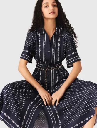 Vestito lungo fluido con motivi