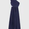 Vestito lungo plissettato asimmetrico Vestito lungo plissettato asimmetrico