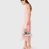 Vestito midi all’uncinetto con strass