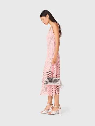 Vestito midi all’uncinetto con strass