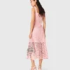 Vestito midi all’uncinetto con strass