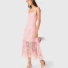 Vestito midi all’uncinetto con strass