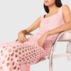 Vestito midi all’uncinetto con strass