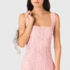 Vestito midi all’uncinetto con strass
