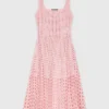 Vestito midi all’uncinetto con strass