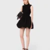 Vestito mini in maglia a coste e taffetà