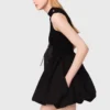 Vestito mini in maglia a coste e taffetà
