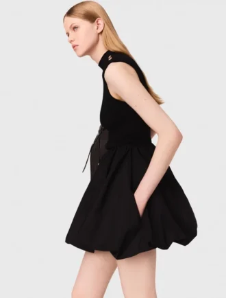 Vestito mini in maglia a coste e taffetà Vestito mini in maglia a coste e taffetà