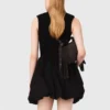 Vestito mini in maglia a coste e taffetà