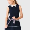 Vestito svasato con bordi a contrasto